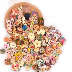 Vintage Mixed Painting Wooden Buttons For Crafts Scrapbooking Sewing Clothes Button DIY Kid Apparel Supplies 15-35mm