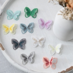 Butterfly cloth yarn embroidery accessories 3D lace hole patch corsage headdress wedding fabric clothing flower