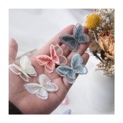 Butterfly cloth yarn embroidery accessories 3D lace hole patch corsage headdress wedding fabric clothing flower