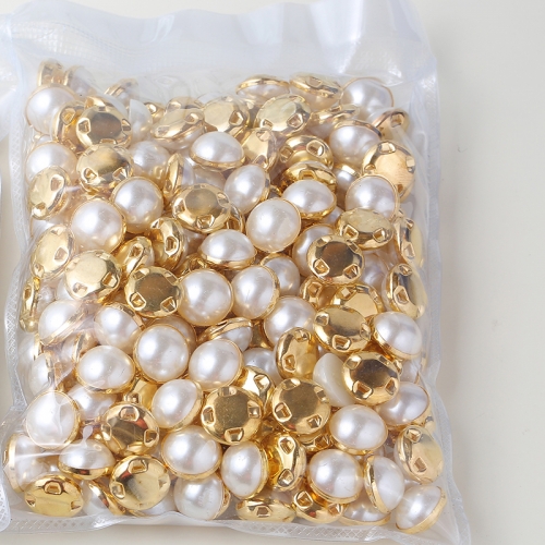 6mm 8mm,10mm,12mm Sew On Pearls For Dresses With Claw Gold/Sliver Claw Rhinestones Round Pearl Button Sew On Stones