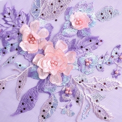 3D Embroidery Lace Flowers Children's Cloth Patches DIY Handmade Decorative Lace Accessories