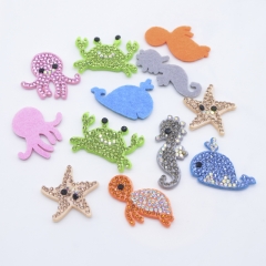 Sea Starfish Octopus Whale Turtle Crab Hippocampus Rhinestone Patches for DIY Clothes Hat Headwear Hair Clips Bow Decor
