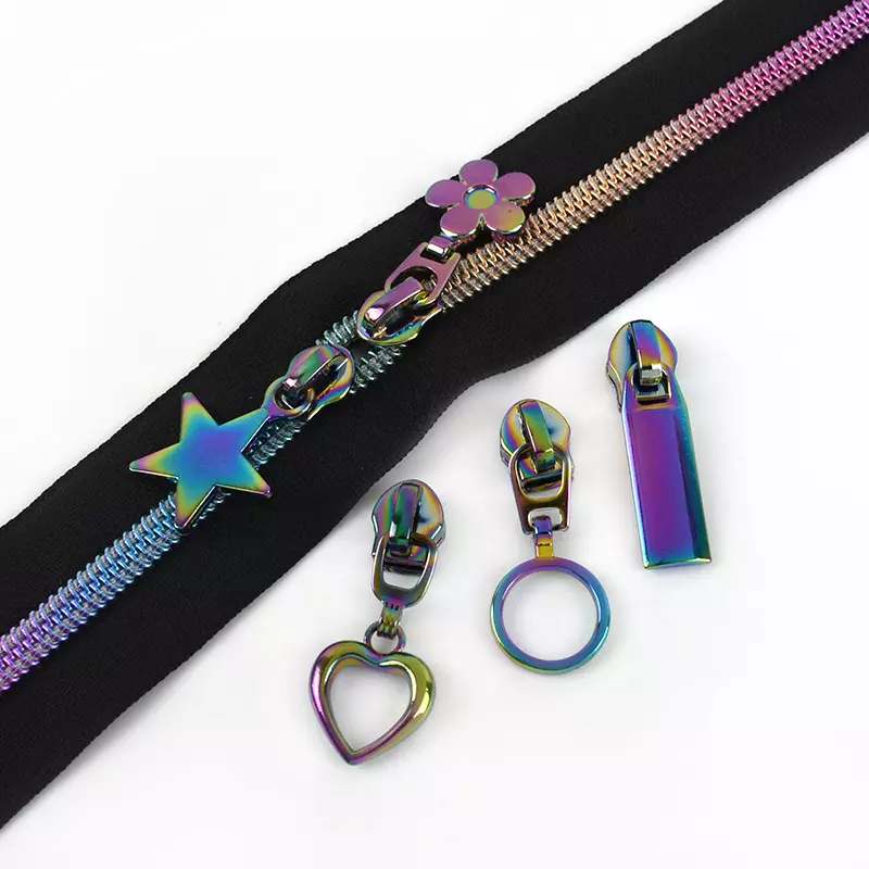 Custom Rainbow Zipper Slider Head for 5# Nylon Zippers Bag Clothes Purse Zip Puller Sewing Repair Kits DIY Tailoring Accessories