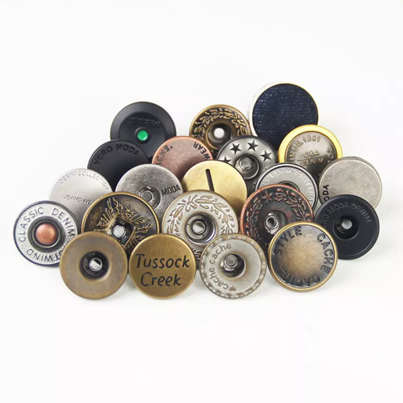 WYSE Custom Buttons coat jeans buttons adjustable pin metal logo sewing free jeans buttons and rivets for Denim Jeans