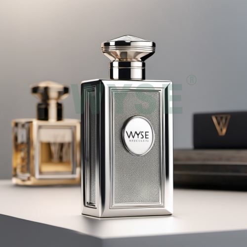 WYSE Fashion 3D Perfum Bottle Silver Tagges Custom Logo Sticker Metal Plate Sticker Embossed For Label Stickers